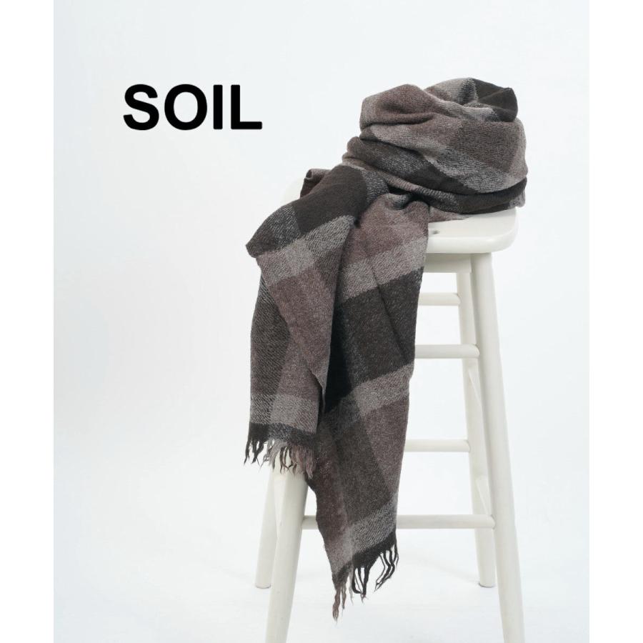 SOIL boiled  wool check stole未使用品 SOIL(ファッション) ソイル BOILED WOOL BIG CHECK STOLE SOIL
