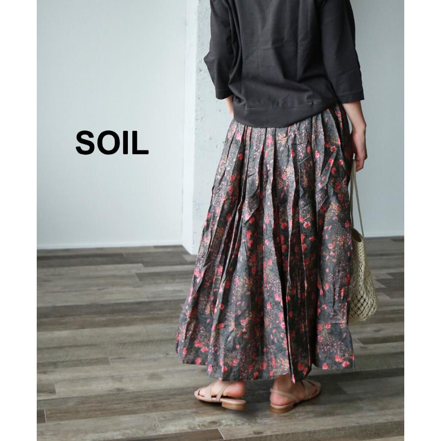 SOIL（ソイル） CO SILK FLOWER PRINT GATHERED SKIRT SOIL レディース