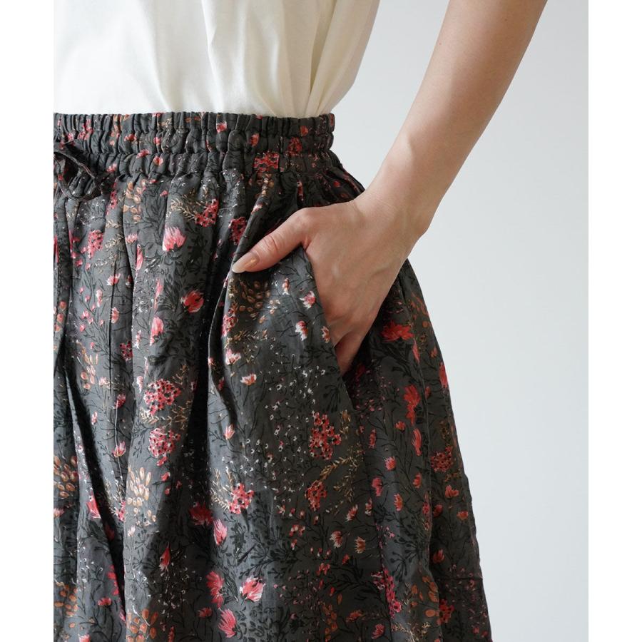 ソイル ギャザースカート 花柄スカート フレアスカート CO SILK FLOWER PRINT GATHERED SKIRT SOIL レディース 国内正規品｜etre｜05