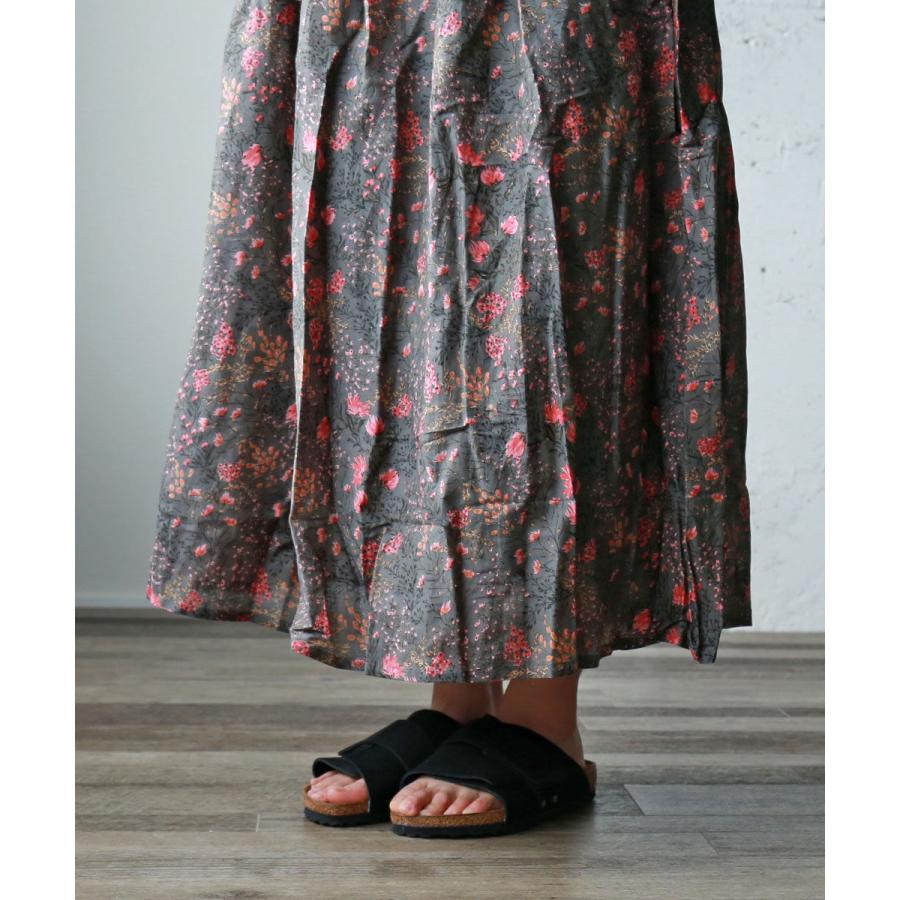 SOIL（ソイル） CO SILK FLOWER PRINT GATHERED SKIRT SOIL レディース