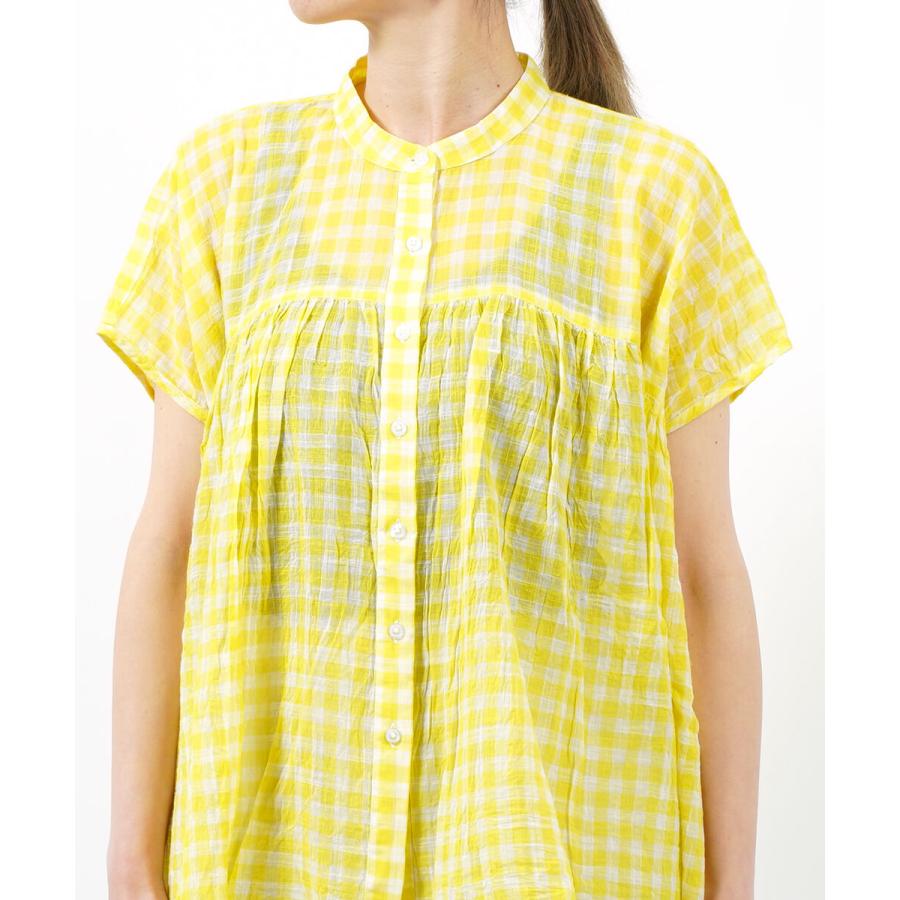 SOIL（ソイル） フレンチスリーブシャツ FANCY GINGHAM CHECK BANDED