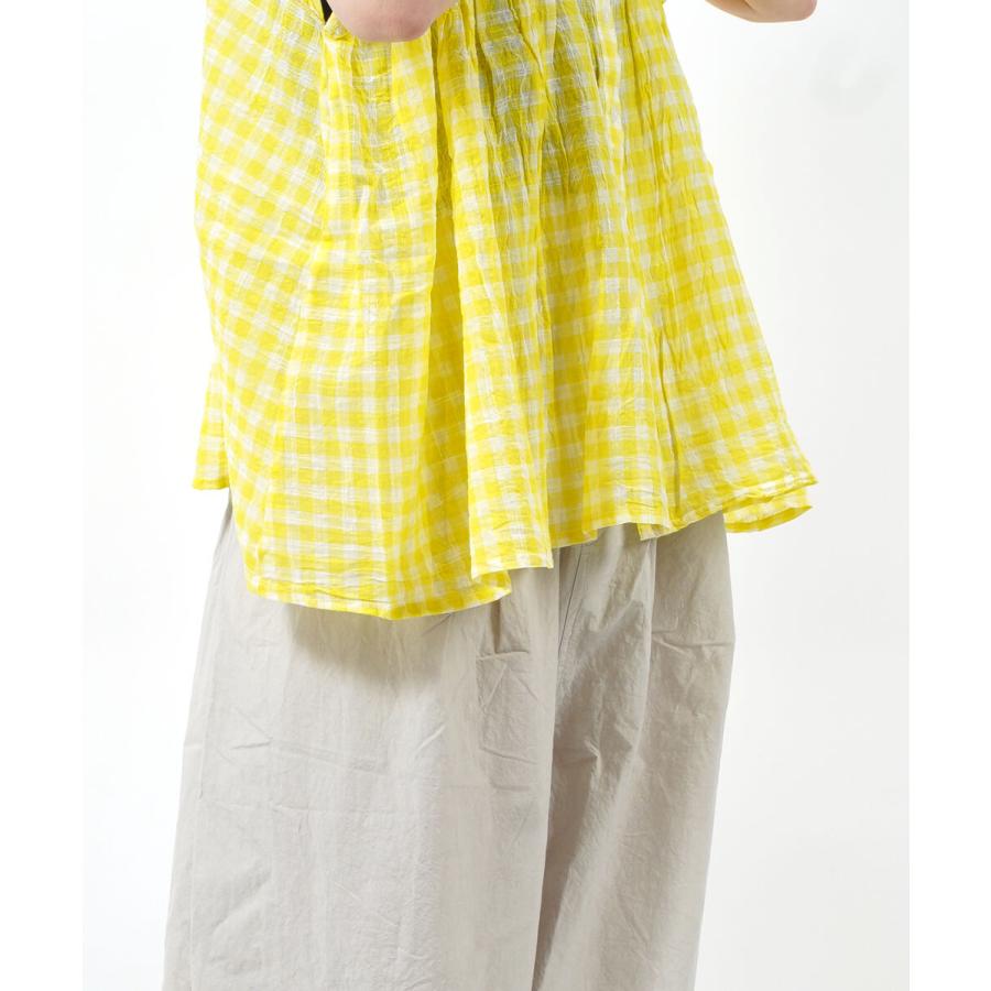 SOIL（ソイル） フレンチスリーブシャツ FANCY GINGHAM CHECK BANDED