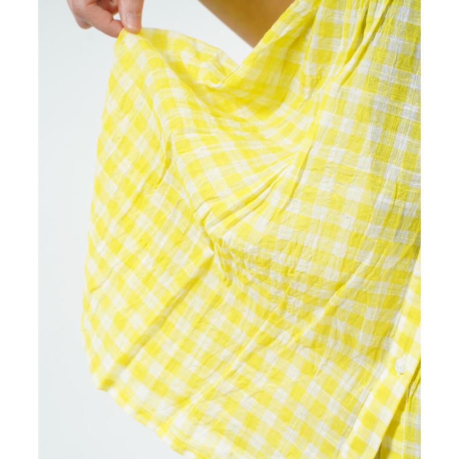 SOIL（ソイル） フレンチスリーブシャツ FANCY GINGHAM CHECK BANDED