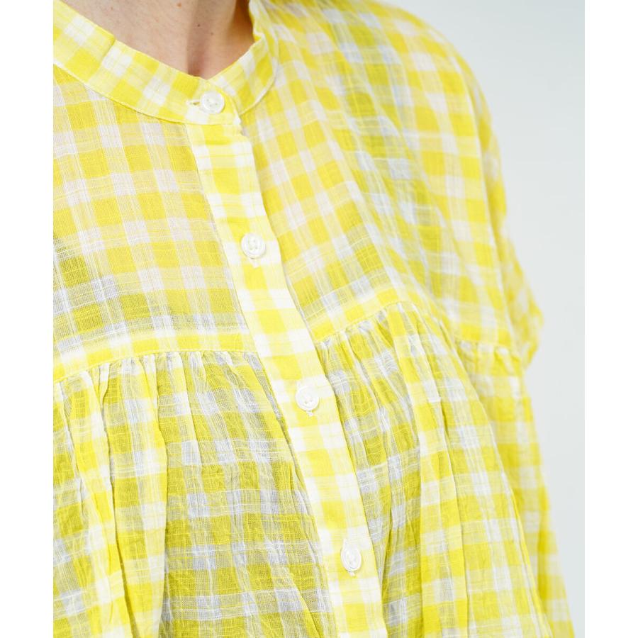 SOIL（ソイル） フレンチスリーブシャツ FANCY GINGHAM CHECK BANDED
