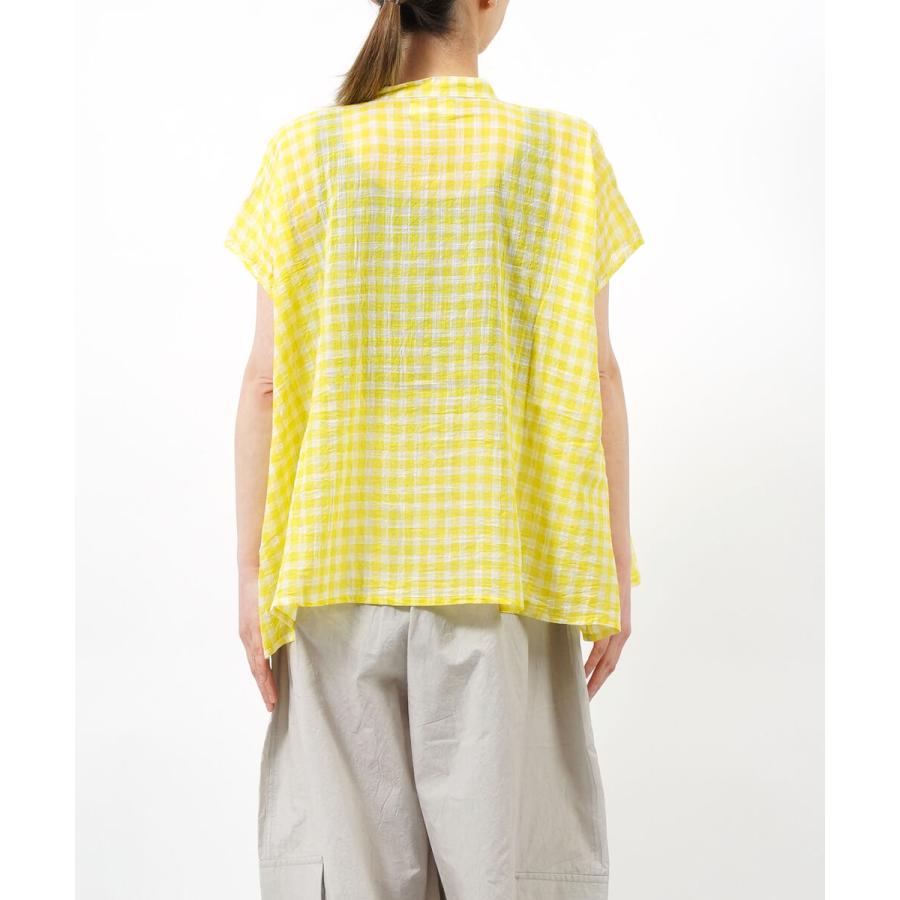 SOIL（ソイル） フレンチスリーブシャツ FANCY GINGHAM CHECK BANDED