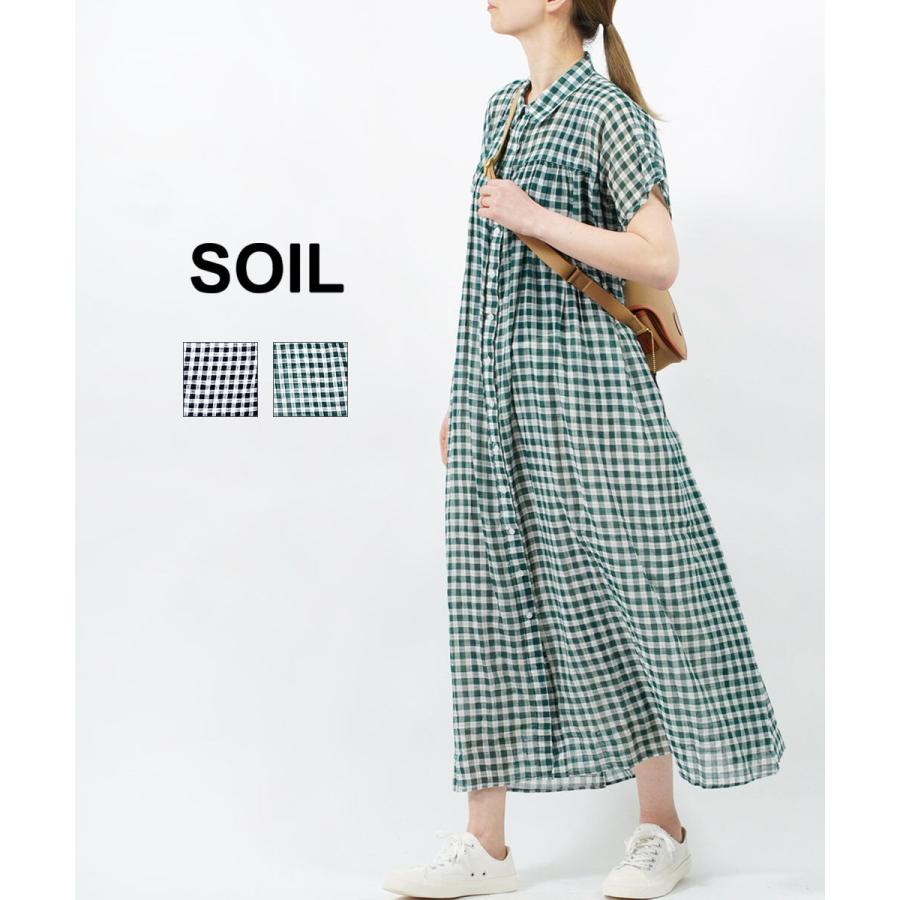 SOIL（ソイル） シャツワンピース FANCY GINGHAM CHECK GATHERED DRESS
