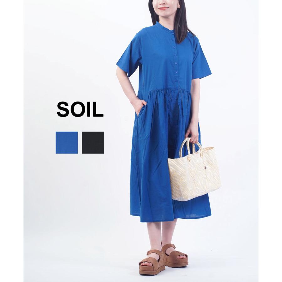 ソイル 60s CAMBRIC PLAIN BANDED COLLAR DRESS SOIL NSL25034 国内正規品 2025春夏新作 送料無料 SOIL（ソイル） 60s CAMBRIC PLAIN BANDED COLLAR DRESS SOIL