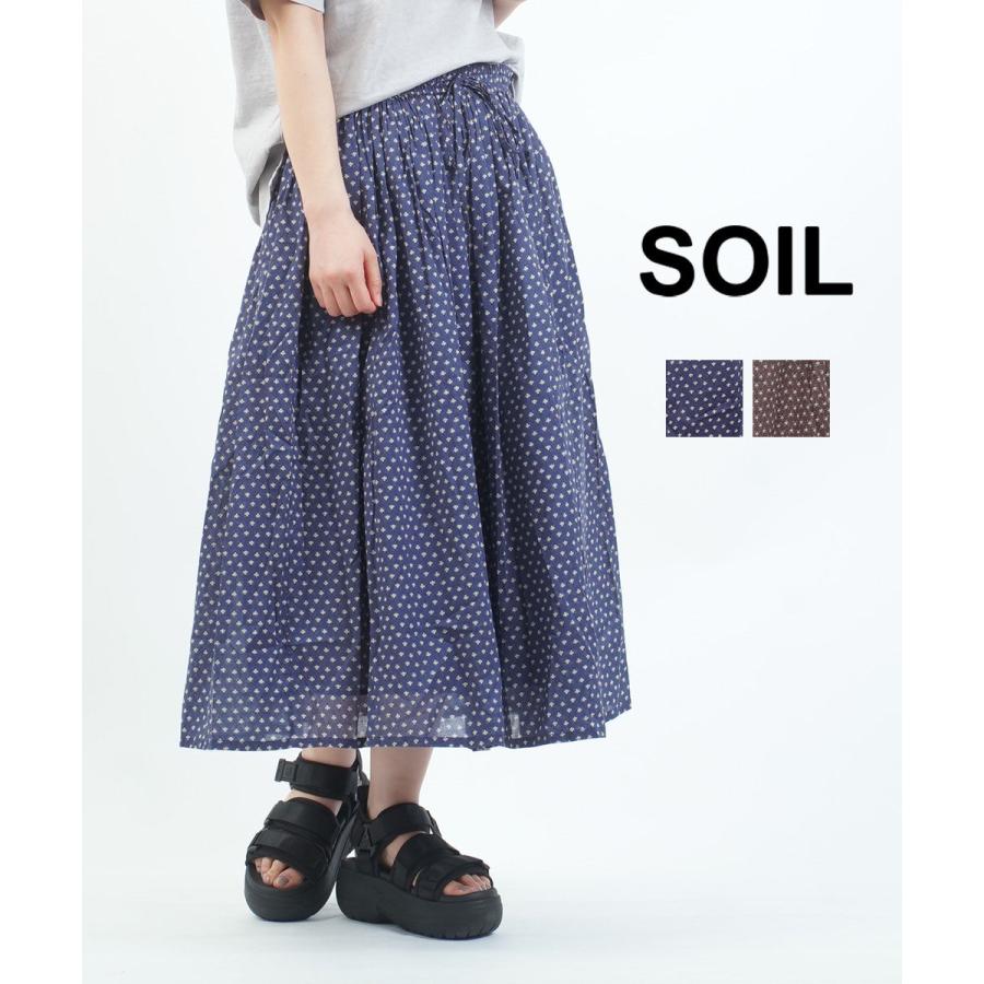 ソイル 80s COTTON VOILE SMALL FLOWER PRINT GATHERED SKIRT SOIL NSL25105 国内正規品 2025春夏新作 送料無料 SOIL（ソイル） 80s COTTON VOILE SMALL FLOWER PRINT GATHERED SKIRT