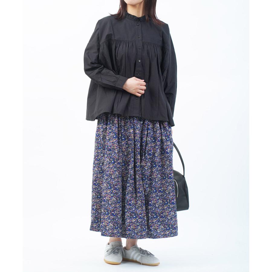美品 SOIL ソイル フリル バンドカラー 長袖 シャツ ブラウス 1 ブラック レディース 古着 中古 USED SOIL（ソイル） 美品 フリル バンドカラー 長袖 シャツ ブラウス 1