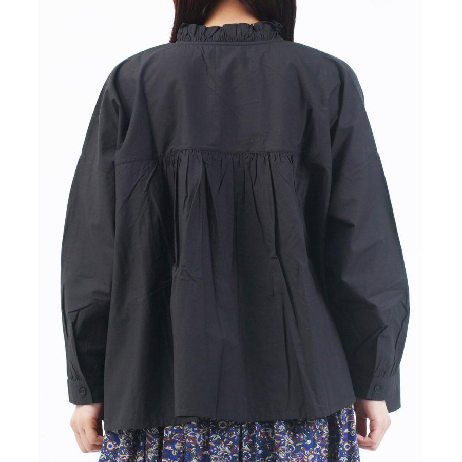 美品 SOIL ソイル フリル バンドカラー 長袖 シャツ ブラウス 1 ブラック レディース 古着 中古 USED SOIL（ソイル） 美品 フリル バンドカラー 長袖 シャツ ブラウス 1