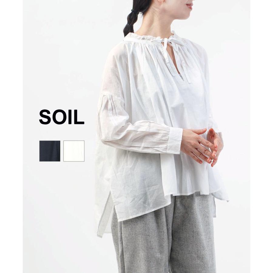 SOIL（ソイル） レースストリングカラーギャザーシャツ SOIL 2025秋冬