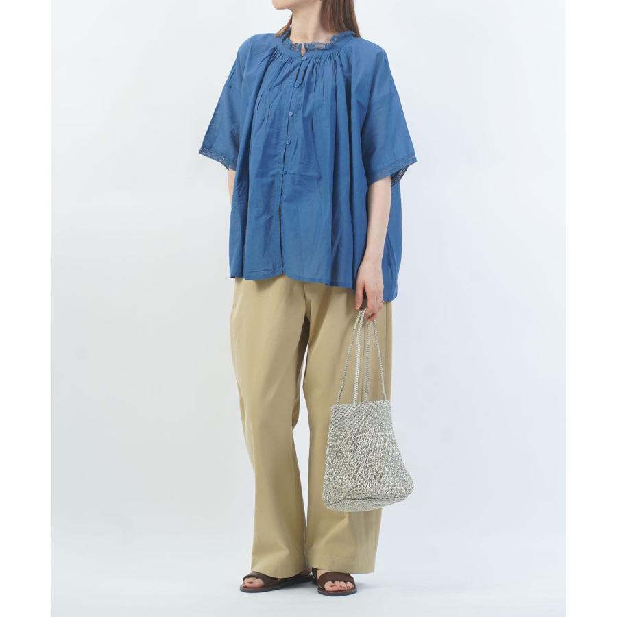 SOIL（ソイル） 80s COTTON VOILE LACE LACE&LOOP BUTTON GATHERED