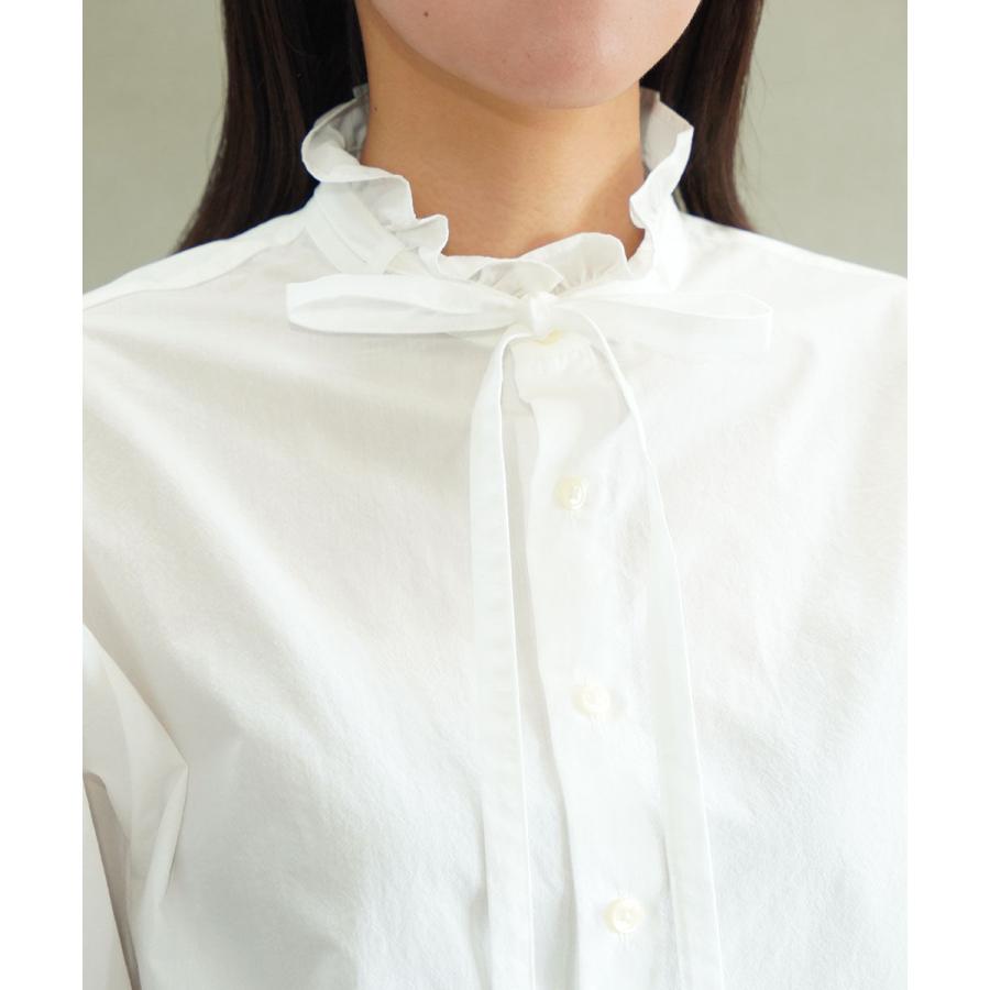 ニコルソンアンドニコルソン ブラウス nicholson&nicholson  ウォッシュドコットン フリルカラー タイ ブラウス opal-w  クーポン対象 ニコルソン&ニコルソン ウォッシュドコットン フリルカラータイ