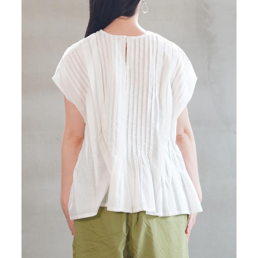 SALE セール/ ヌーヴェル ドゥ パラディ Nouvelles du paradis ランダムタックブラウス PB24204 トップス フレンチスリーブ 無地 チェック レディース /返品・交換不可 30%OFF] ヌーヴェル ドゥ パラディ Nouvelles du paradis ランダム