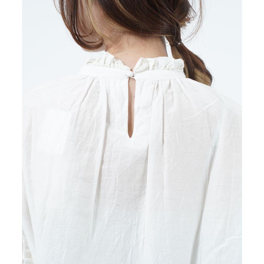 ROBE de PEAU ローブデポー フリルネックブラウス ギャザーブラウス 