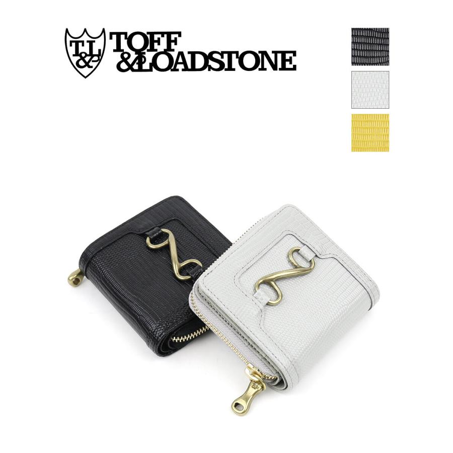 未使用　TOFF&LOADSTONEレザー二つ折り財布　リザード型押し　ブラック TOFF&LOADSTONE（トフアンドロードストーン） 二つ折り財布 ミニ