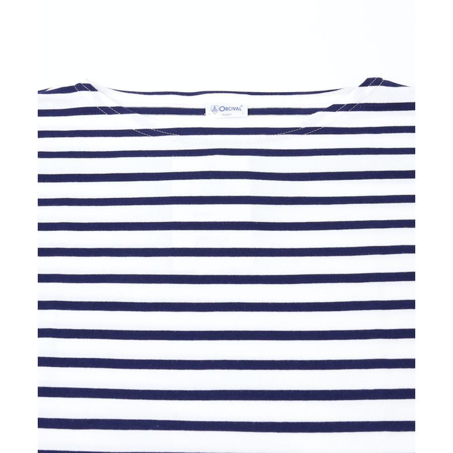 ORCIVAL  ボーダーカットソー ORCIVAL（オーシバル） 40/2天竺 ボートネック クロップド カットソー
