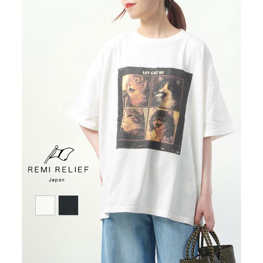 レミレリーフ HARD SP加工20/天竺BIGサイズT LET BE CAT REMI RELIEF