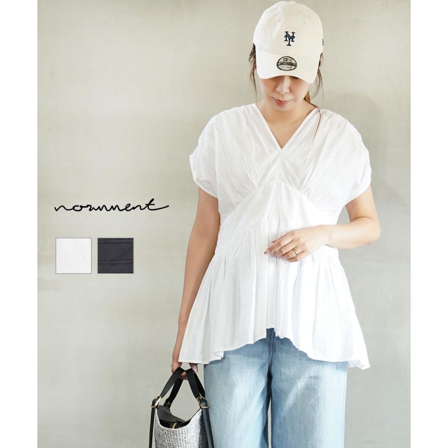 ノーメント Vネックギャザーブラウス normment S25P-1973 国内正規品 2025秋冬新作 送料無料 ノーメント Vネックギャザーブラウス normment 2025秋冬新作