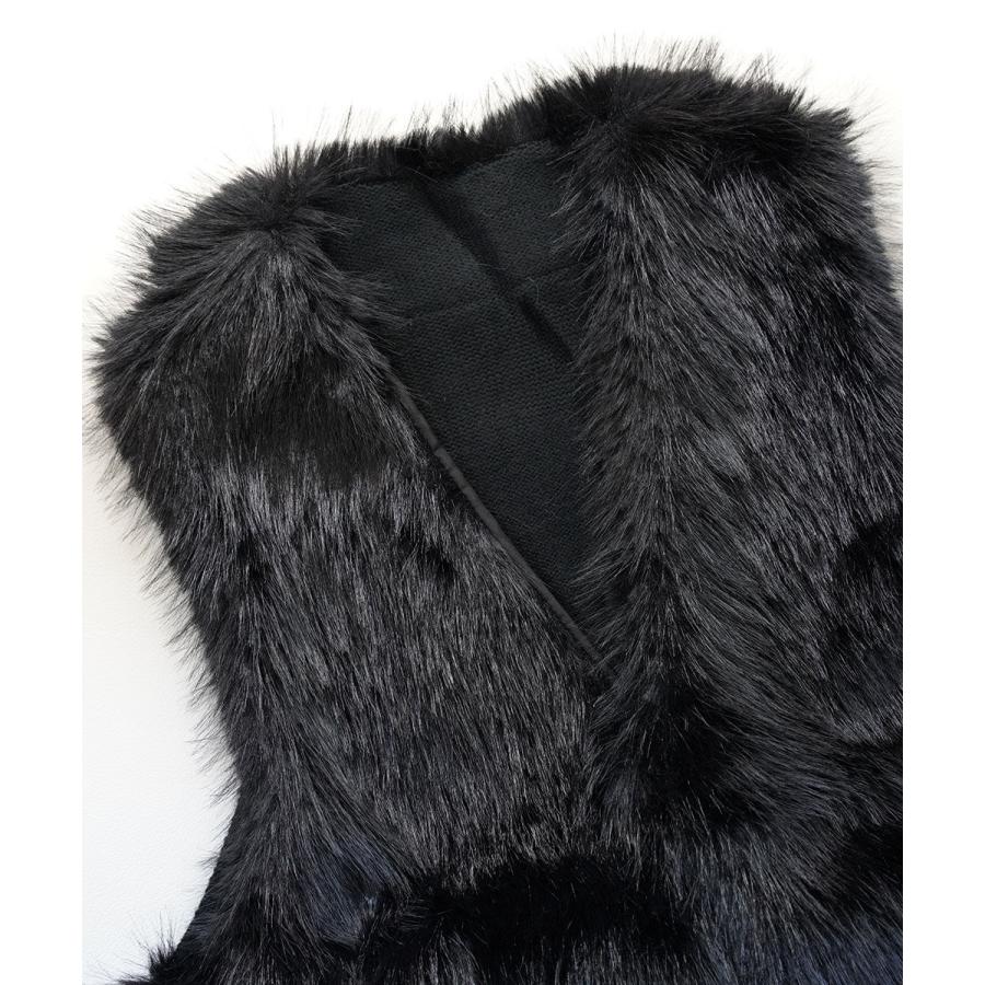 ザンパ Aヤーン＋フェイクファー切替 ロングジレ ZAMPA SAI19-0341 国内正規品 220409 送料無料 ZAMPA（ザンパ） Aヤーン＋フェイクファー切替 ロングジレ レディース