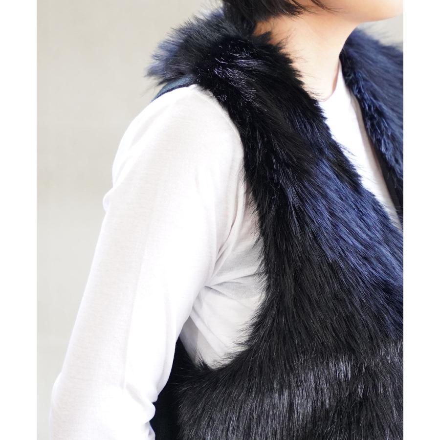 ZAMPA（ザンパ） Aヤーン＋フェイクファー切替 ロングジレ レディース