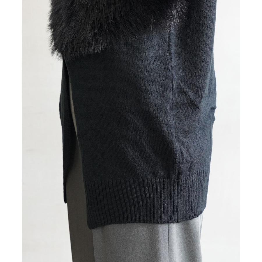 ZAMPA（ザンパ） Aヤーン＋フェイクファー切替 ロングジレ レディース