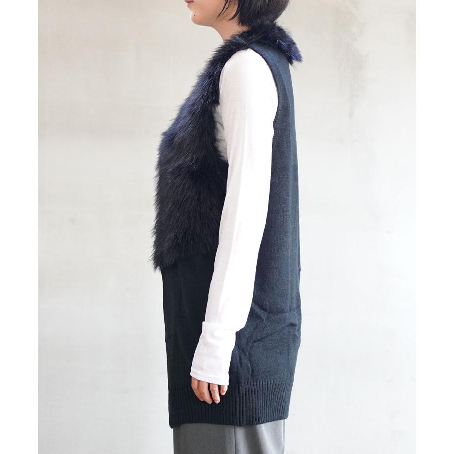 ZAMPA（ザンパ） Aヤーン＋フェイクファー切替 ロングジレ レディース