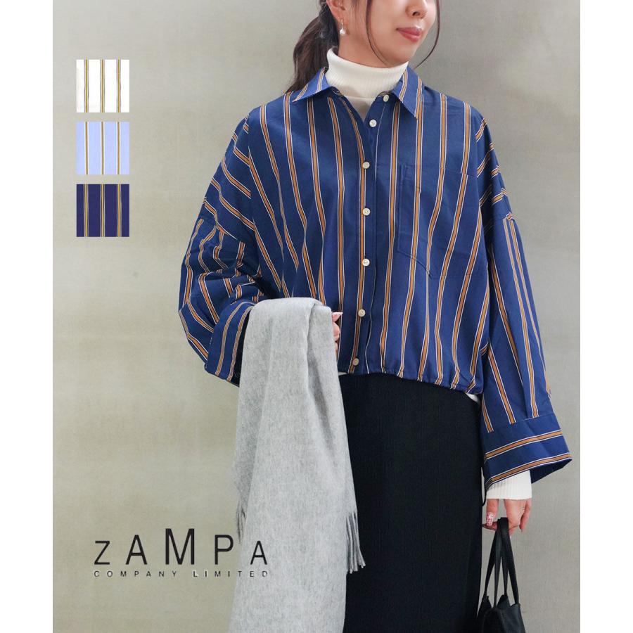 ザンパ 先染ストライプ柄ワイドドロストシャツ ZAMPA SAI31-0156 国内正規品 220409 ZAMPA（ザンパ） 先染ストライプ柄ワイドドロストシャツ レディース