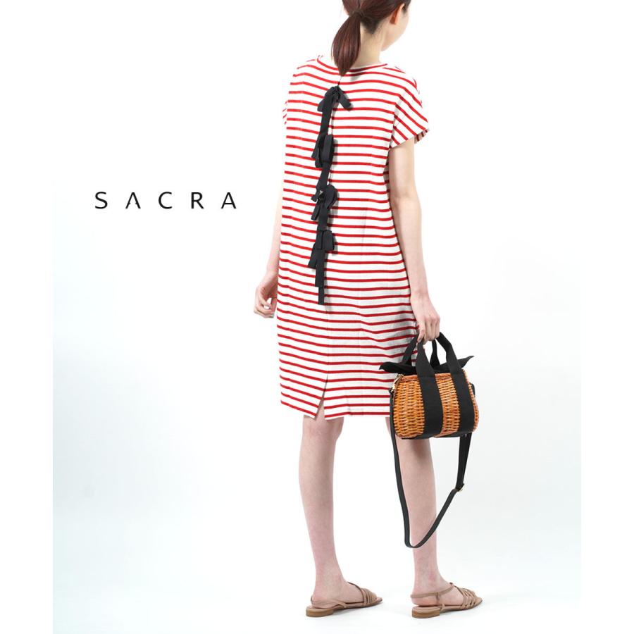 サクラ バックリボン ボーダーワンピース SACRA SF261021 国内正規品 210503 送料無料 SACRA（サクラ） バックリボン ボーダーワンピース レディース 国内