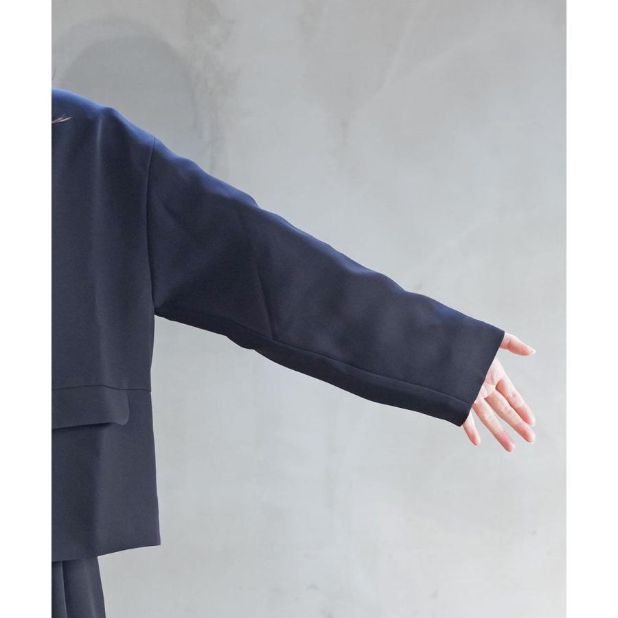 tumugu　ツムグ　ワイド　ショートコート　アウター　ノーカラージャケット tumugu｜ノーカラージャケット - HACHITEN(ハチテン) | キナリノモール