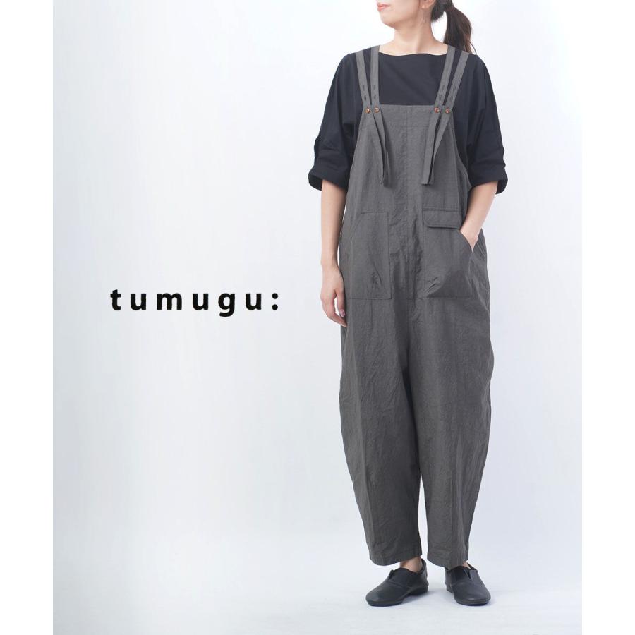 ツムグ　コットンリネンタイプライター　サロペット tumugu（ツムグ） コットンリネンタイプライターファナージュ