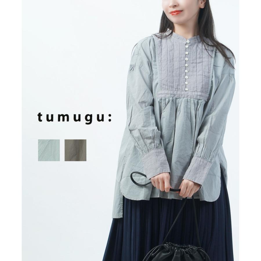 tumugu ツムグ リネン ストライプ プルオーバー ブラウス ナチュラル 麻