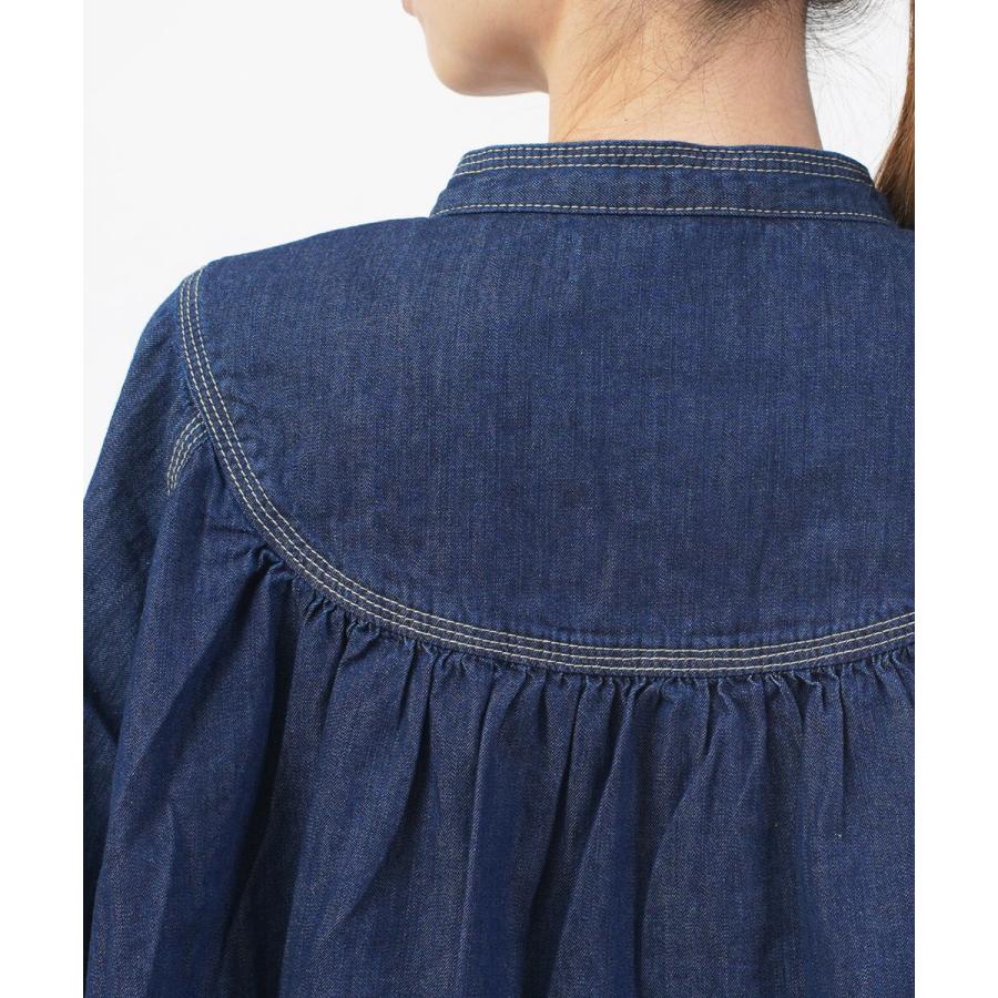 極美品✨tumugu: ツムグ デニム ブラウス バンドカラー インディゴ 極美品✨tumugu: ツムグ デニム ブラウス バンドカラー インディゴ