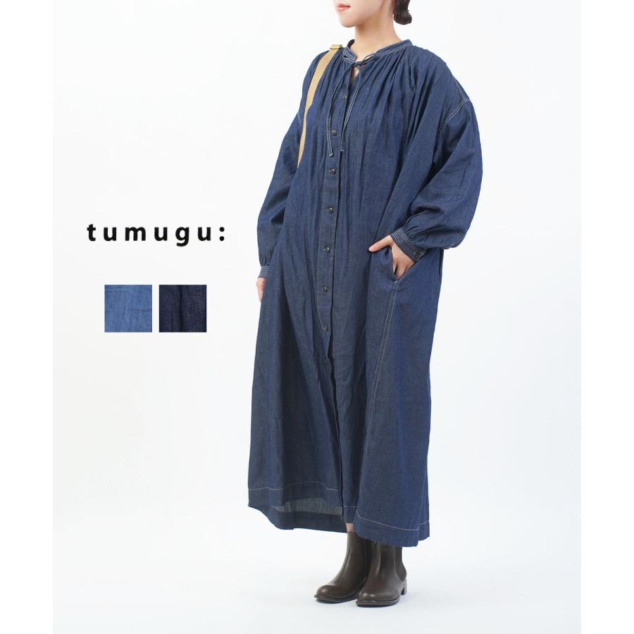 ツムグ コットンリネンキャンバスワンピース tumugu レディース 国内
