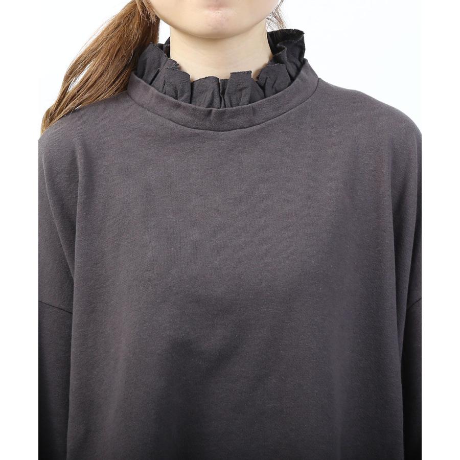 ツムグ ガーゼ裏毛×リネンレーヨンフリルカラープルオーバー tumugu