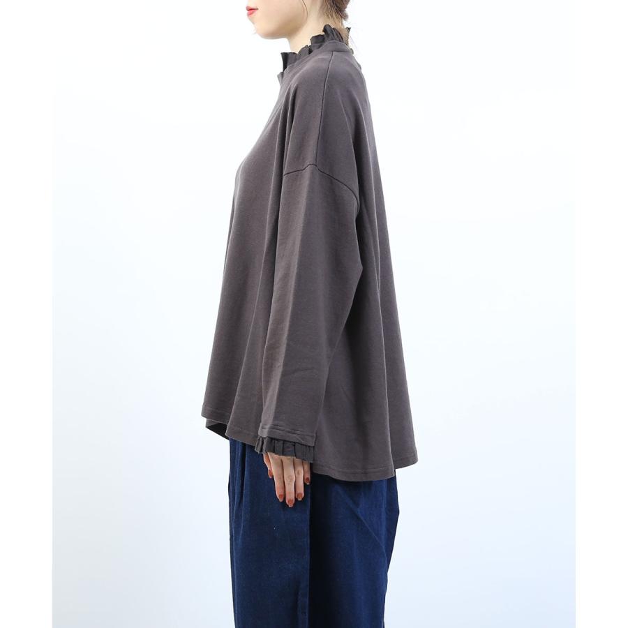 ツムグ ガーゼ裏毛×リネンレーヨンフリルカラープルオーバー tumugu 