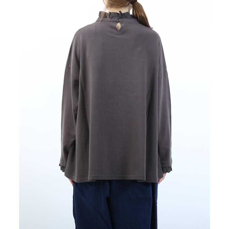 ツムグ ガーゼ裏毛×リネンレーヨンフリルカラープルオーバー tumugu