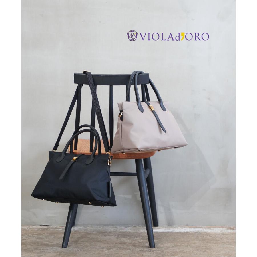 ヴィオラドーロ BIANCA ターンロック付き ナイロントートバッグ VIOLAd'ORO V-2251 国内正規品 2025春夏新作 送料無料 VIOLAd'ORO（ヴィオラドーロ） BIANCA ターンロック付き ナイロン