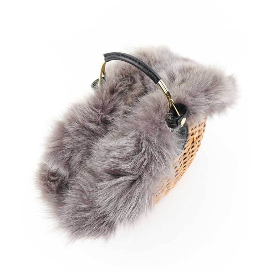 【美品】VIOLAd'ORO フォックスファー　レザー　ボディバッグ　グレー系 美品】VIOLAd'ORO フォックスファー レザー ボディバッグ グレー