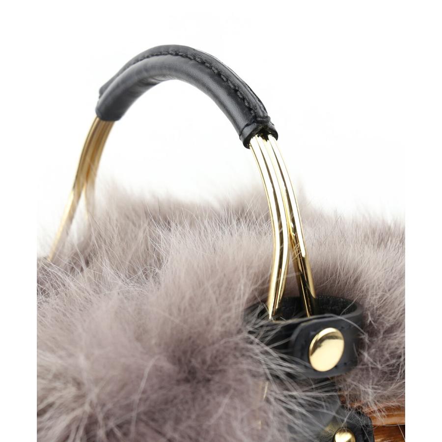 美品】VIOLAd'ORO フォックスファーレザーボディバッググレー系