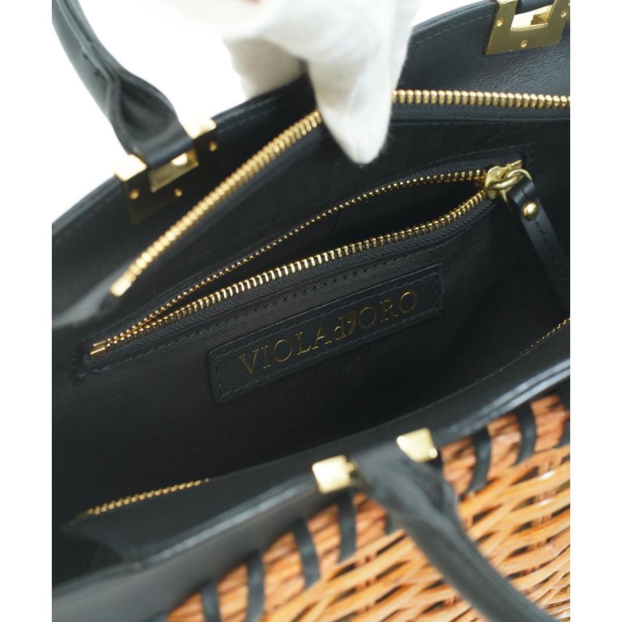 VIOLAd'ORO（ヴィオラドーロ） スプリットラタン×レザー トートバッグ