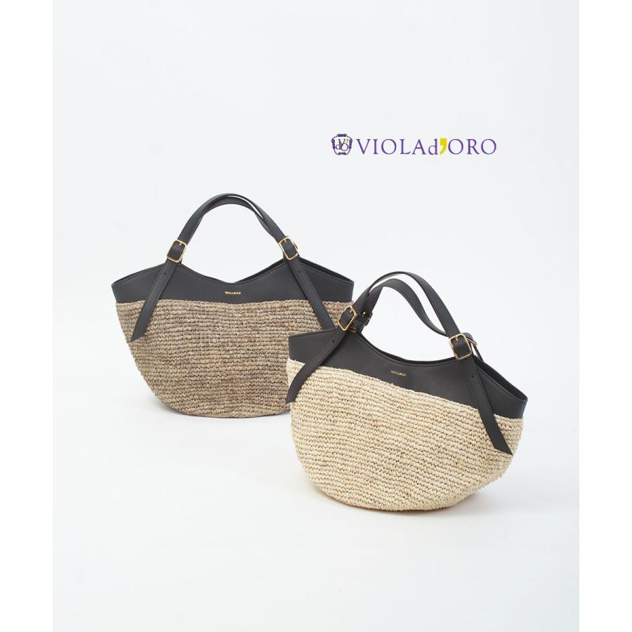 VIOLAd'ORO（ヴィオラドーロ） ラフィア レザーコンビトート SANDRO