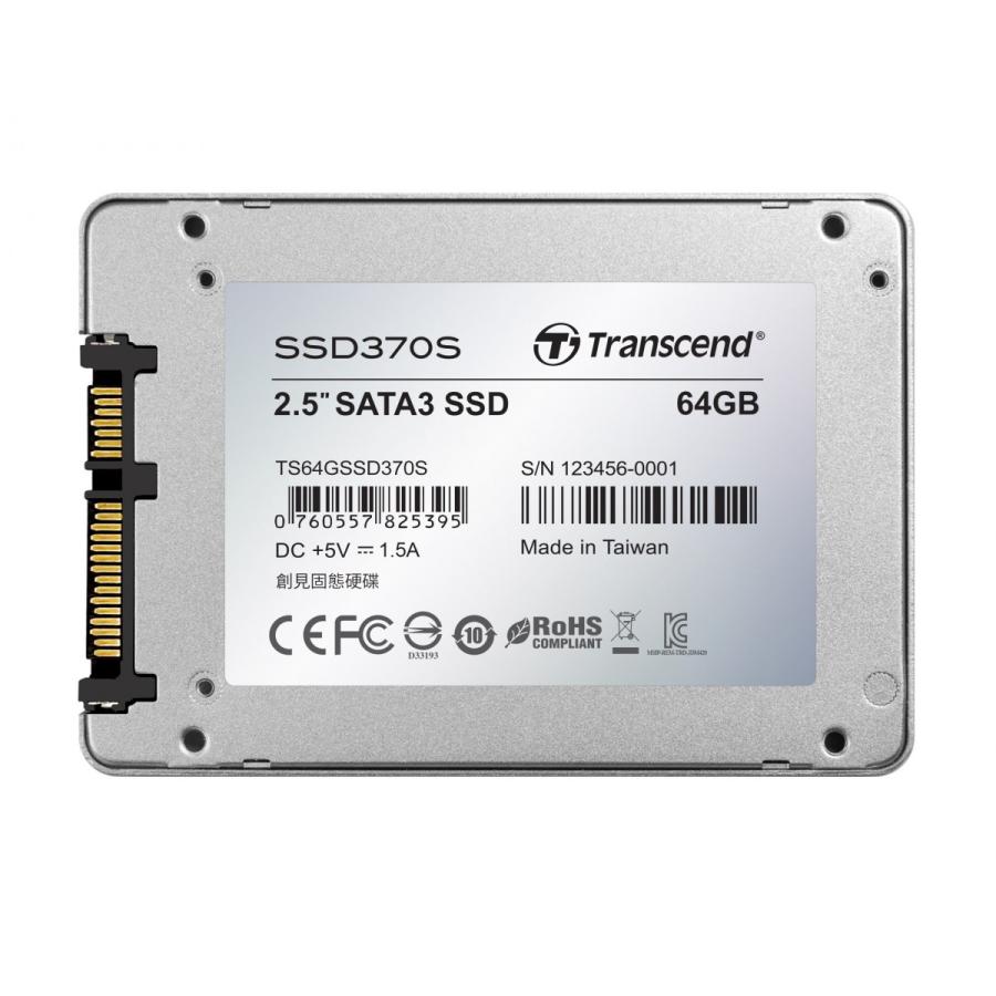 Transcend SSD 64GB 2.5インチ SATA3 6Gb/s MLC採用 TS64GSSD370S Transcend（トランセンド） SSD TS64GSSD370S [64GB SSD370Sシリーズ