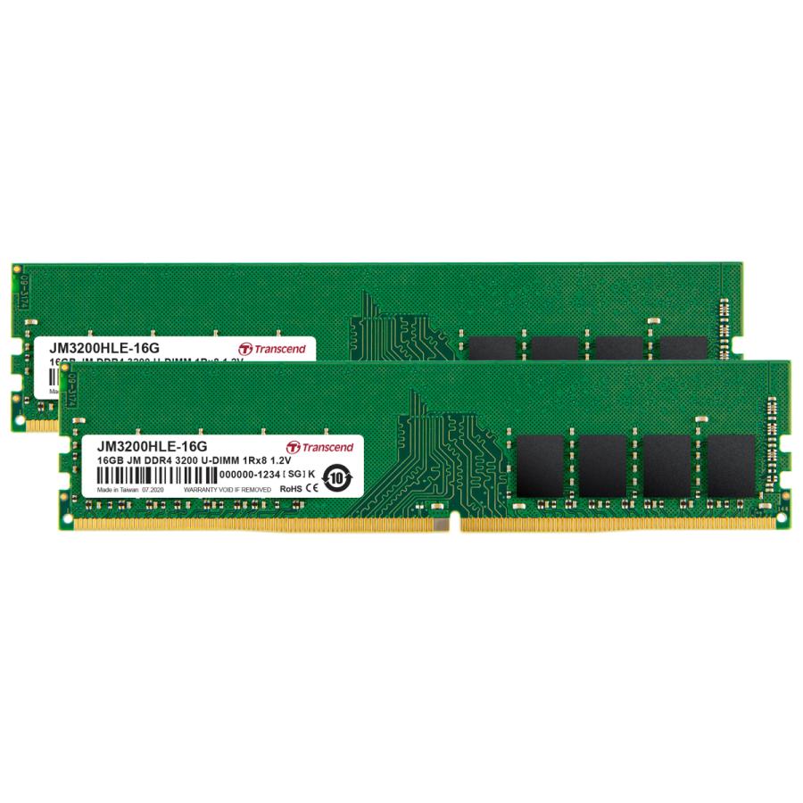 デスクトップPC用メモリ トランセンド JM3200HLE-32GK [32GB KIT (16GBx2) JetRam DDR4 3200  U-DIMM 1Rx8 (2Gx8) CL22 1.2V] イートレンドPayPayモール店 - 通販 - PayPayモール