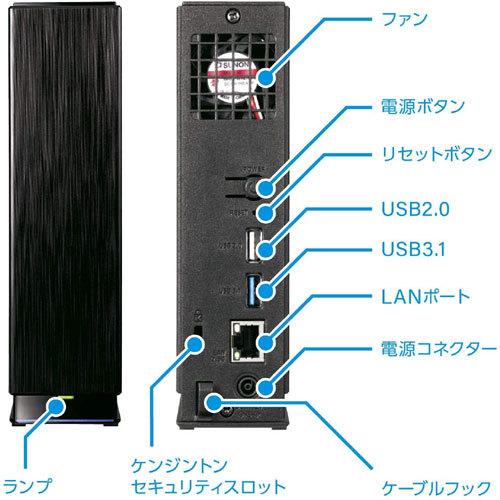 NAS アイオーデータ HDL-AAX4/E [デュアルコアCPU搭載 ネットワーク接続ハードディスク(NAS) 4TB] USB NAS Aコネクター×1 背面 約1