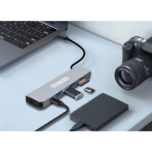 USBハブ ドッキングステーション アドテック AHUB-VCA3P-4K30 [7in1 USB-C HUB (PD (最大60W)、USB-A (5Gbps) x 3、HDMI (4K/30Hz)、microSD/SD]｜etrend-y｜02
