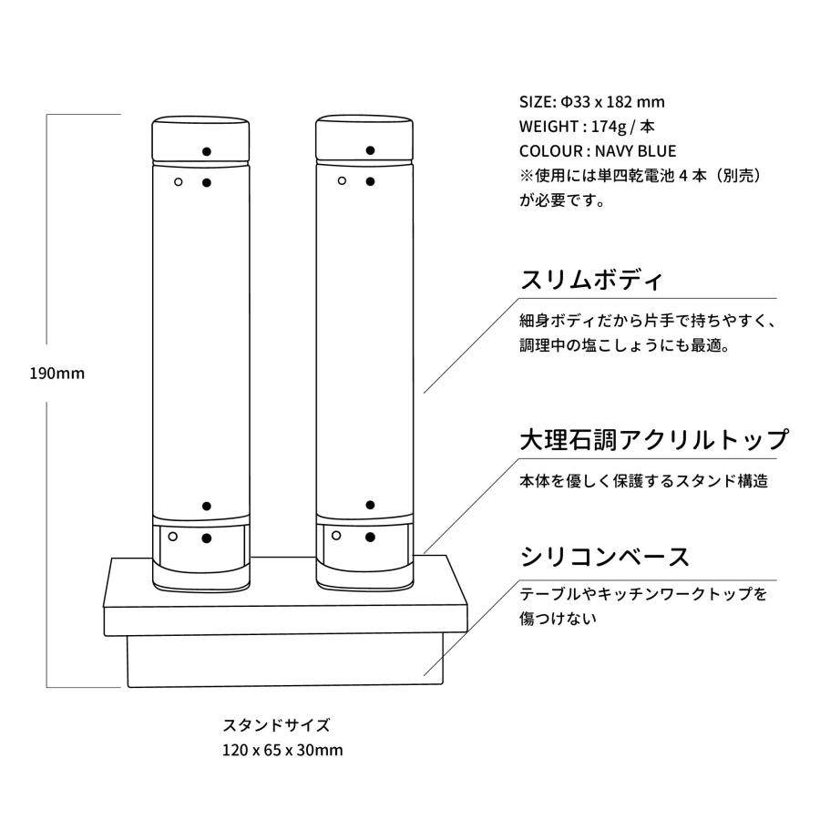 ウェルリッチ SP-4140B noted. 電動ソルト＆ペッパーミル スパイスミル