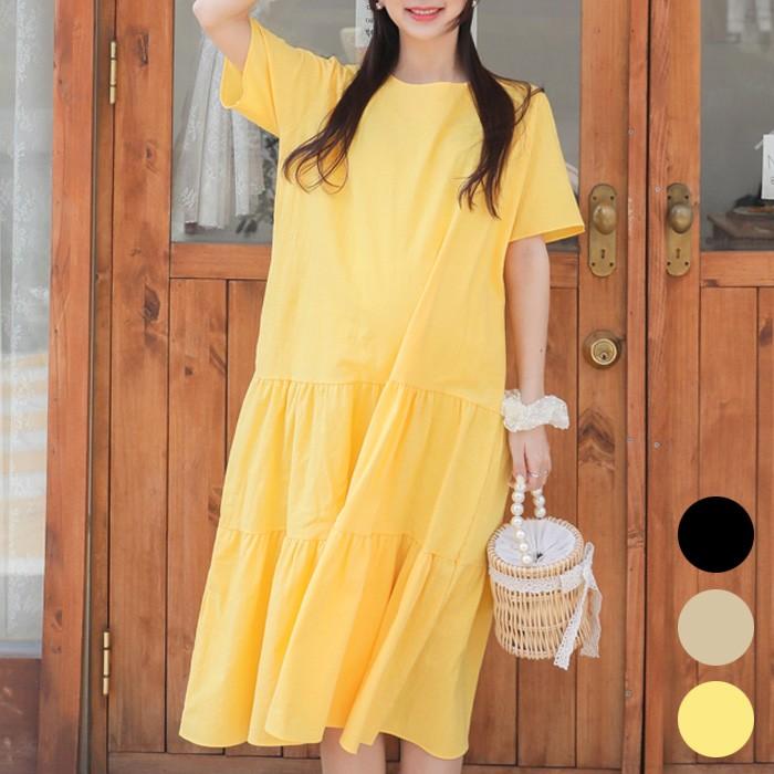マタニティ ワンピース 夏 半袖 ゆったり 大きいサイズ ロング ティアード 妊婦 妊婦服 カジュアル 無地 Sdm012 Sagaretxe Net