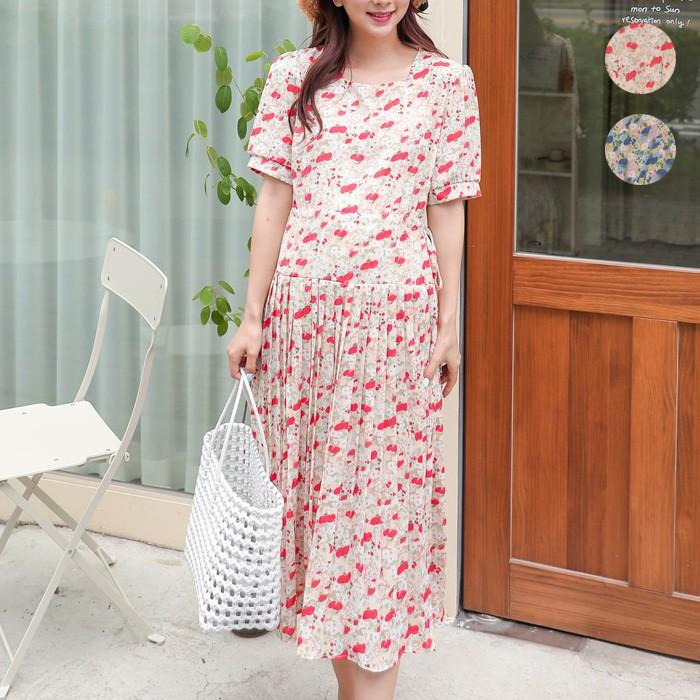ウエスト調節可能 マタニティ 服 ワンピース 半袖 春夏 夏 ロング プリーツ Aライン 花柄 スクエアネック 臨月 妊婦 Sdm025 Sdm025 Ette 通販 Yahoo ショッピング