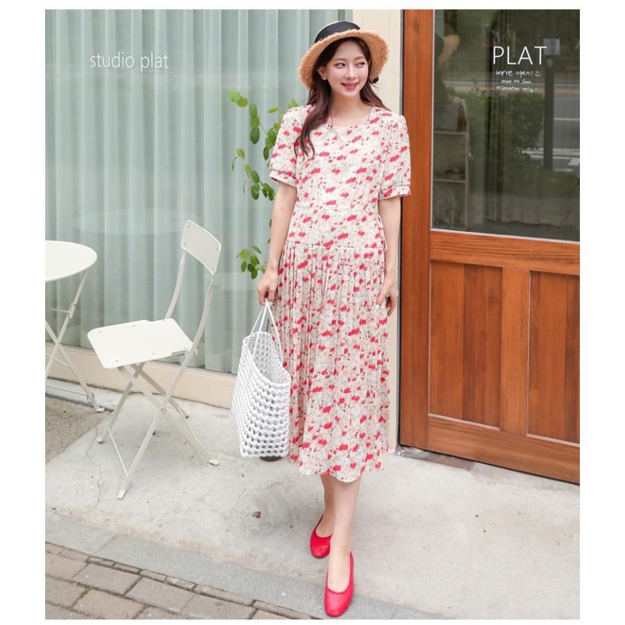 ウエスト調節可能 マタニティ 服 ワンピース 半袖 春夏 夏 ロング プリーツ Aライン 花柄 スクエアネック 臨月 妊婦 Sdm025 Sdm025 Ette 通販 Yahoo ショッピング
